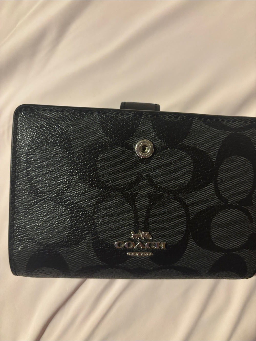 Coach Black Leather Bifold Wallet with Card Slots